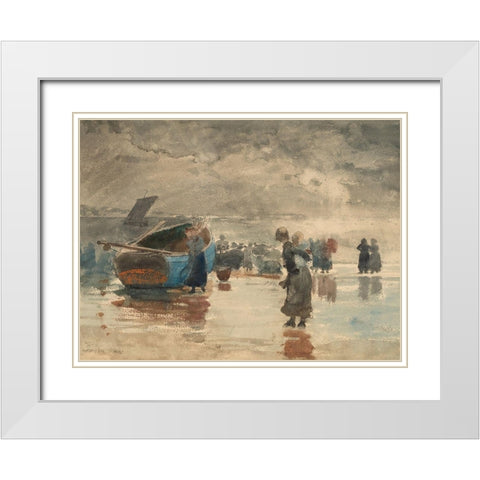 On the Sands White Modern Wood Framed Art Print with Double Matting by Homer, Winslow