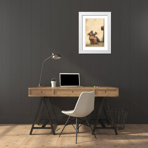 Mending the Nets White Modern Wood Framed Art Print with Double Matting by Homer, Winslow