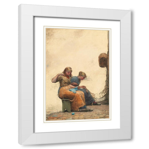 Mending the Nets White Modern Wood Framed Art Print with Double Matting by Homer, Winslow