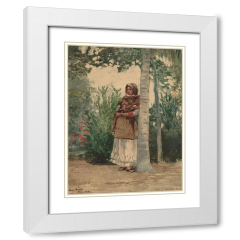 Under a Palm Tree White Modern Wood Framed Art Print with Double Matting by Homer, Winslow