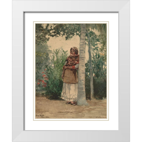 Under a Palm Tree White Modern Wood Framed Art Print with Double Matting by Homer, Winslow