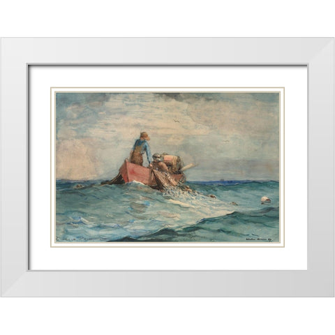 Hauling in the Nets White Modern Wood Framed Art Print with Double Matting by Homer, Winslow