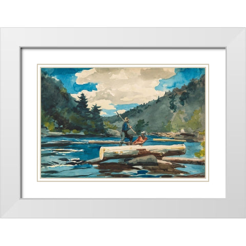 Hudson River, Logging White Modern Wood Framed Art Print with Double Matting by Homer, Winslow