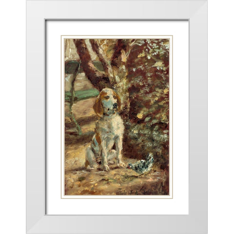 The Artists Dog Fleche White Modern Wood Framed Art Print with Double Matting by Toulouse-Lautrec, Henri de