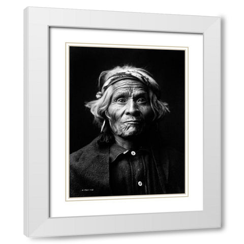 Wyemah, Taos Indian, ca. 1905 White Modern Wood Framed Art Print with Double Matting by Curtis, Edward