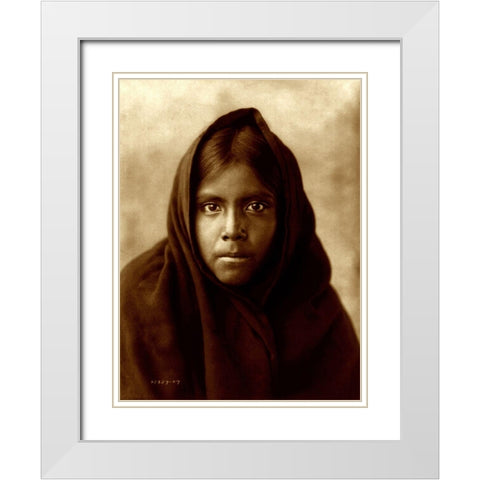 Qahatika girl, Arizona, 1907 White Modern Wood Framed Art Print with Double Matting by Curtis, Edward