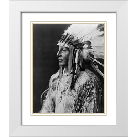 White Shield, Arikara White Modern Wood Framed Art Print with Double Matting by Curtis, Edward