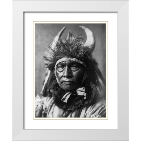 Bull Chief, Apsaroke White Modern Wood Framed Art Print with Double Matting by Curtis, Edward