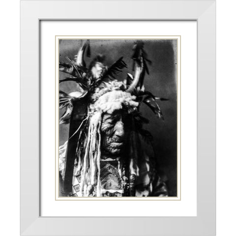 Lean Wolf, Hidatsa White Modern Wood Framed Art Print with Double Matting by Curtis, Edward