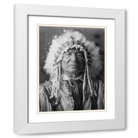 Sitting Bear, Arikara White Modern Wood Framed Art Print with Double Matting by Curtis, Edward