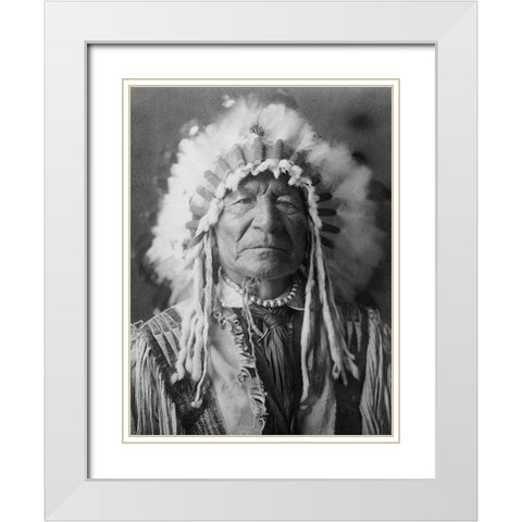 Sitting Bear, Arikara White Modern Wood Framed Art Print with Double Matting by Curtis, Edward