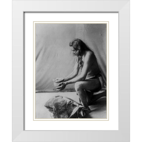 Incense over a medicine bundle White Modern Wood Framed Art Print with Double Matting by Curtis, Edward