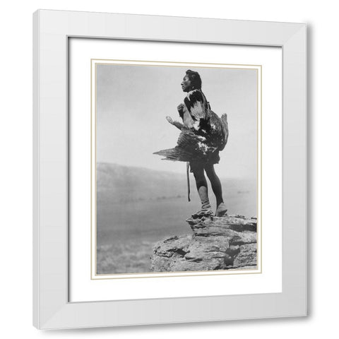 The eagle catcher White Modern Wood Framed Art Print with Double Matting by Curtis, Edward