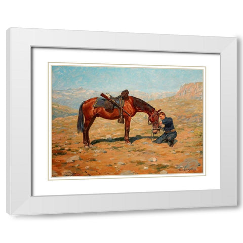 The Last Drop White Modern Wood Framed Art Print with Double Matting by Schreyvogel, Charles