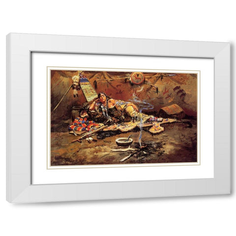 Waiting and Mad White Modern Wood Framed Art Print with Double Matting by Russell, Charles Marion