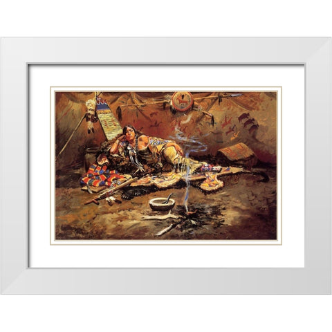 Waiting and Mad White Modern Wood Framed Art Print with Double Matting by Russell, Charles Marion