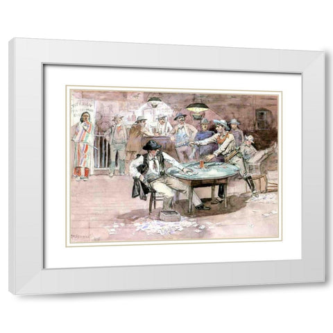 Peaceful Valley Saloon White Modern Wood Framed Art Print with Double Matting by Russell, Charles Marion