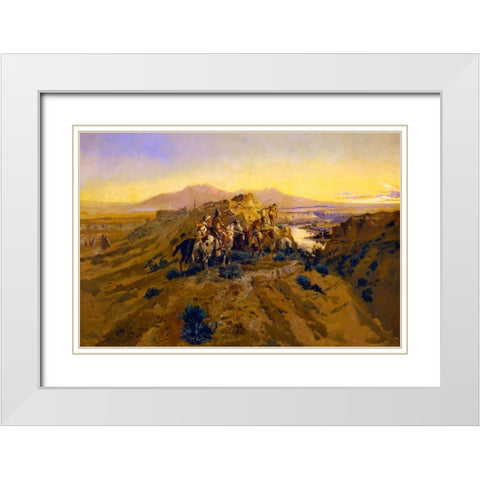 Planning the Attack White Modern Wood Framed Art Print with Double Matting by Russell, Charles Marion
