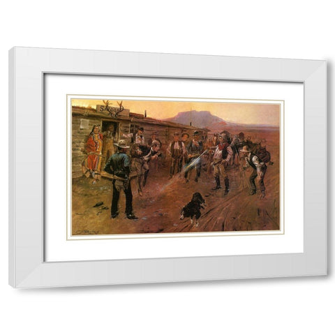 The Tenderfoot White Modern Wood Framed Art Print with Double Matting by Russell, Charles Marion