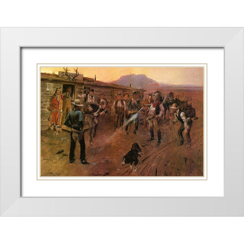 The Tenderfoot White Modern Wood Framed Art Print with Double Matting by Russell, Charles Marion