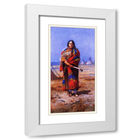 Indian Squaw White Modern Wood Framed Art Print with Double Matting by Russell, Charles Marion