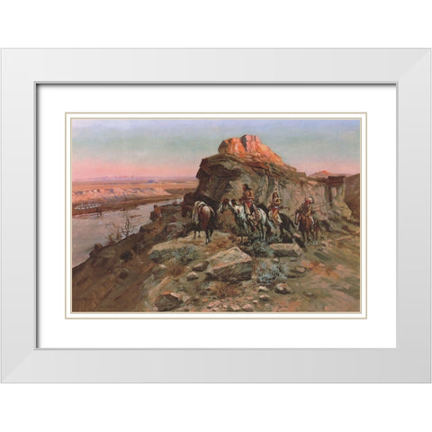 Planning the Attack White Modern Wood Framed Art Print with Double Matting by Russell, Charles Marion