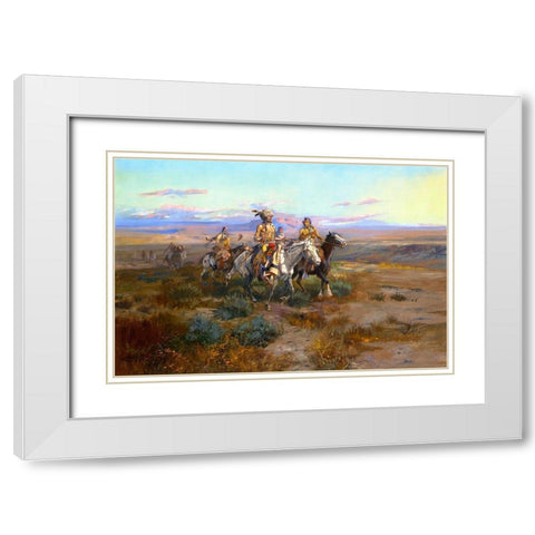 Seeking the Trail (detail) White Modern Wood Framed Art Print with Double Matting by Russell, Charles Marion
