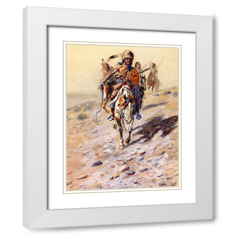 On the Trail White Modern Wood Framed Art Print with Double Matting by Russell, Charles Marion