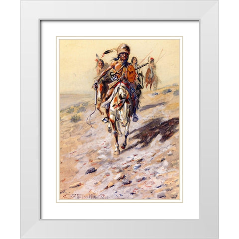 On the Trail White Modern Wood Framed Art Print with Double Matting by Russell, Charles Marion