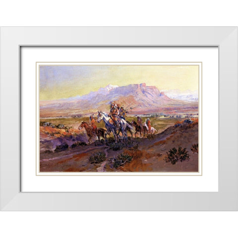 The Forked Trail White Modern Wood Framed Art Print with Double Matting by Russell, Charles Marion