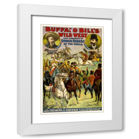 The Brave Cossacks White Modern Wood Framed Art Print with Double Matting by Buffalo Bills Wild West Show Poster