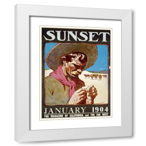Sunset, January 1904 White Modern Wood Framed Art Print with Double Matting by Vintage Sunset Magazine Cover
