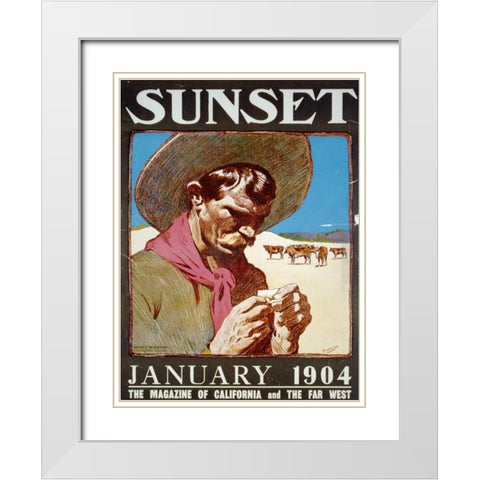 Sunset, January 1904 White Modern Wood Framed Art Print with Double Matting by Vintage Sunset Magazine Cover