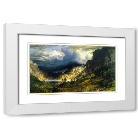 A Storm in the Rocky Mountains, Mt. Rosalie White Modern Wood Framed Art Print with Double Matting by Bierstadt, Albert