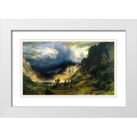 A Storm in the Rocky Mountains, Mt. Rosalie White Modern Wood Framed Art Print with Double Matting by Bierstadt, Albert