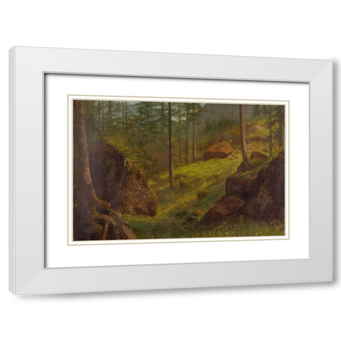 Wooded hillside White Modern Wood Framed Art Print with Double Matting by Bierstadt, Albert