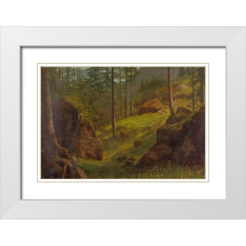 Wooded hillside White Modern Wood Framed Art Print with Double Matting by Bierstadt, Albert