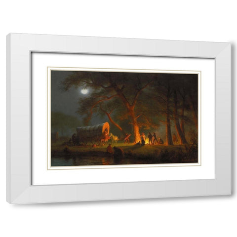 Oregon Trail White Modern Wood Framed Art Print with Double Matting by Bierstadt, Albert