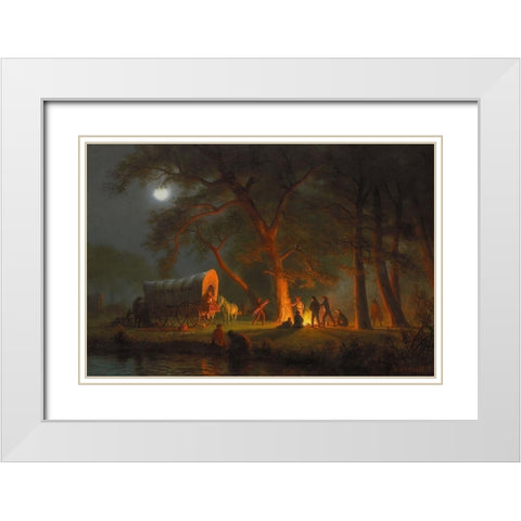 Oregon Trail White Modern Wood Framed Art Print with Double Matting by Bierstadt, Albert