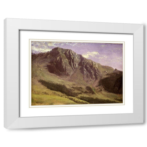 Mountains White Modern Wood Framed Art Print with Double Matting by Bierstadt, Albert