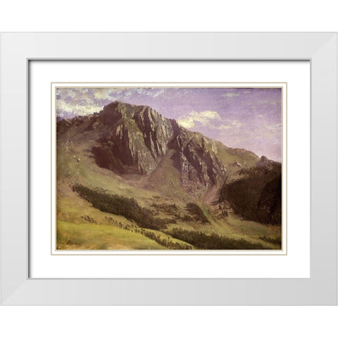 Mountains White Modern Wood Framed Art Print with Double Matting by Bierstadt, Albert