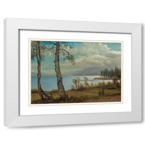 Lake Tahoe White Modern Wood Framed Art Print with Double Matting by Bierstadt, Albert
