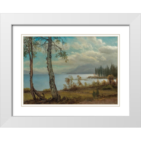 Lake Tahoe White Modern Wood Framed Art Print with Double Matting by Bierstadt, Albert