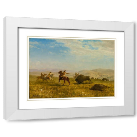 The Wild West White Modern Wood Framed Art Print with Double Matting by Bierstadt, Albert
