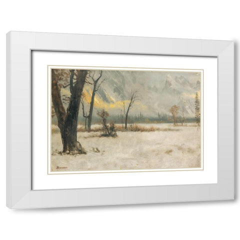 Winter landscape White Modern Wood Framed Art Print with Double Matting by Bierstadt, Albert