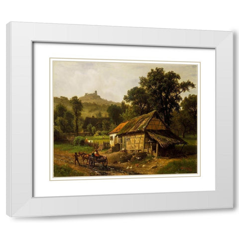 In the Foothills White Modern Wood Framed Art Print with Double Matting by Bierstadt, Albert