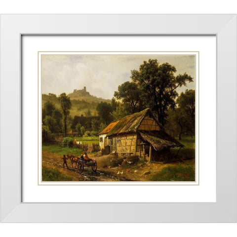 In the Foothills White Modern Wood Framed Art Print with Double Matting by Bierstadt, Albert