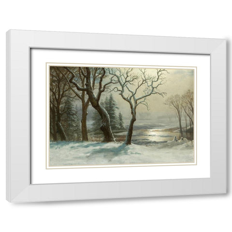Winter in Yosemite White Modern Wood Framed Art Print with Double Matting by Bierstadt, Albert