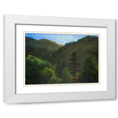 Wooded Landscape White Modern Wood Framed Art Print with Double Matting by Bierstadt, Albert