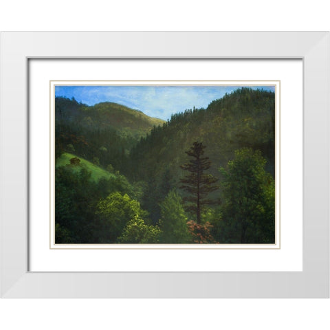 Wooded Landscape White Modern Wood Framed Art Print with Double Matting by Bierstadt, Albert